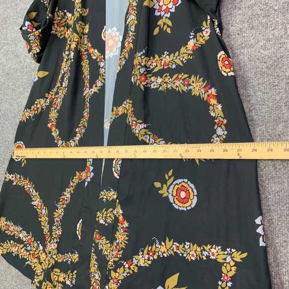 Modcloth Womens Large Florals Kimono Topper Open Front Black Floral - Picture 7 of 11